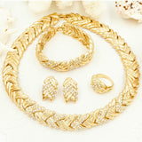 Dubai Gold Costume Necklace Earrings Nigerian Wedding African Beads Jewelry Set