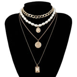 Multi Layered Pearl Choker Necklace
