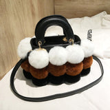 LUCDO Winter Faux Fur Luxury New Ladies Cute Tote Designer Handbag Hair Ball Shoulder Messenger Bags