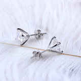 Solid 14K 585 White Gold F Color Moissanite Diamond Stud Earrings