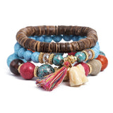 3-4pcs Stone Beads Wrap Bracelets