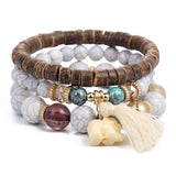 3-4pcs Stone Beads Wrap Bracelets