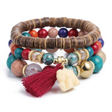 3-4pcs Stone Beads Wrap Bracelets