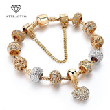 ATTRACTTO Luxury Crystal Heart Charm Bracelets&Bangles Gold Bracelets