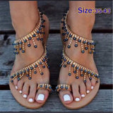 sandals summer flat pearl sandals flip flops rome shoes string bead slippers