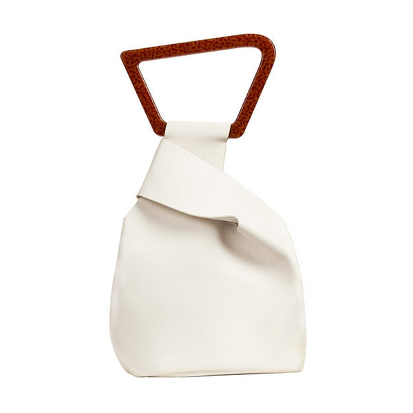 Leather bags solid bucket bag